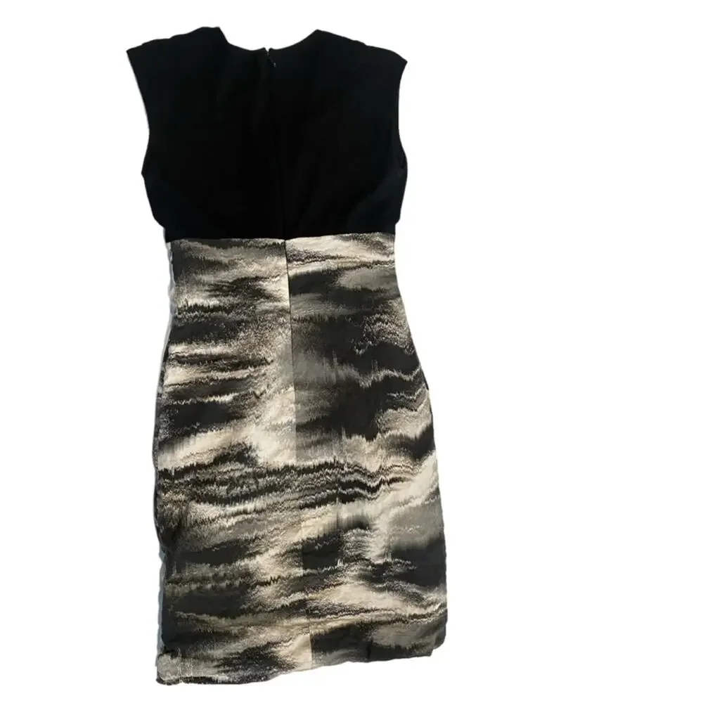 Nicole Miller L126812 Womens Black Distorted Fog Combo Dress Size 6